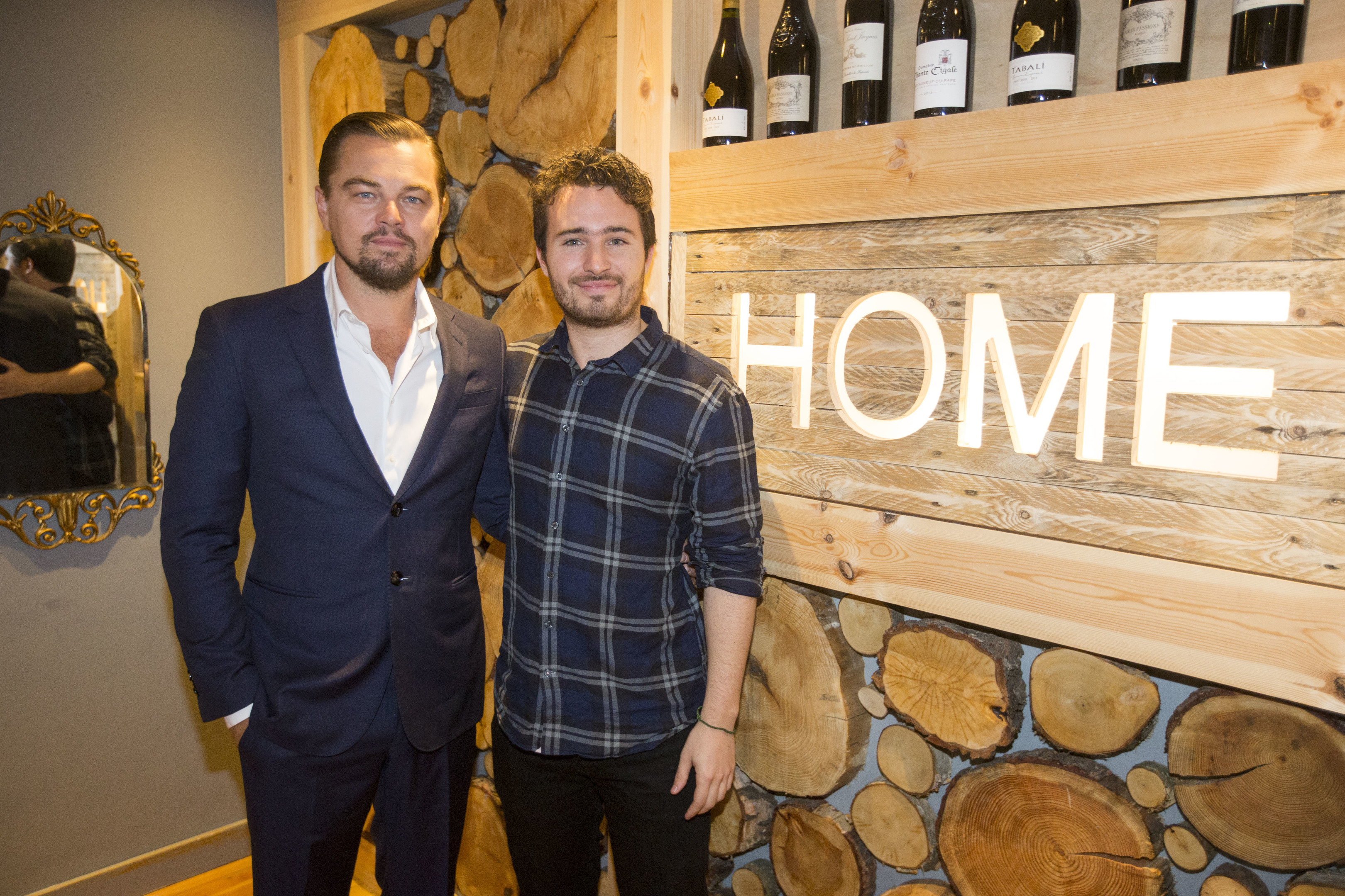 Leonardo DiCaprio with social entrepreneur Josh Littlejohn at Social Bite restaurant, Home, in Edinburgh, Scotland.