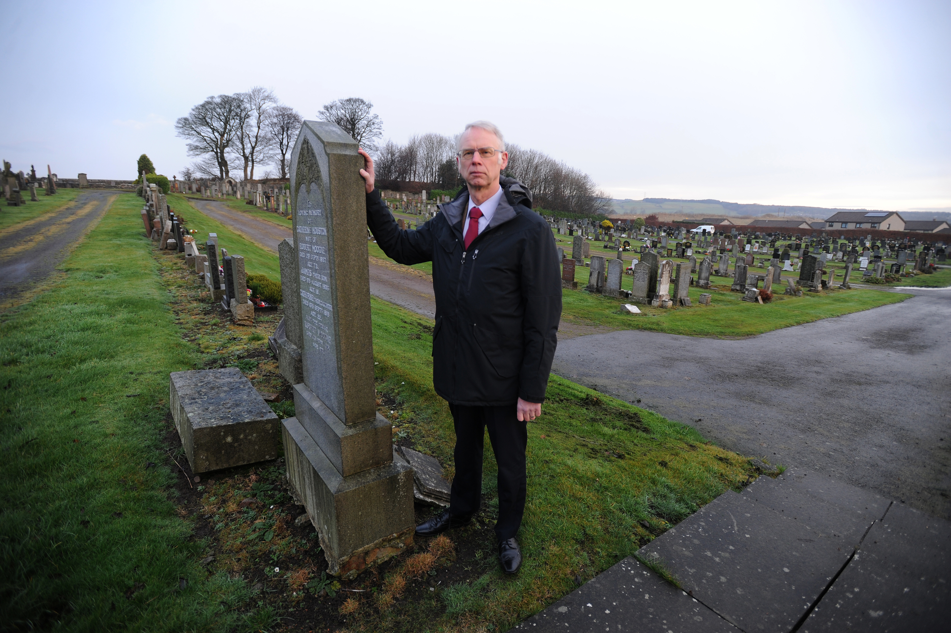 Councillor John Wincott in  Leslie cemetery.