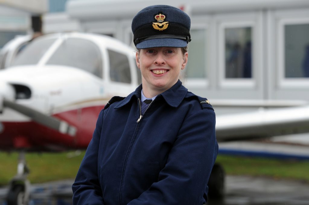 Flying Officer Pauline Gallagher enjoys the fact "there are no blue badges in the air".