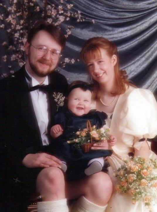 Phill and Paula Rogers on their wedding day in 1994 with their daughter Cassi.