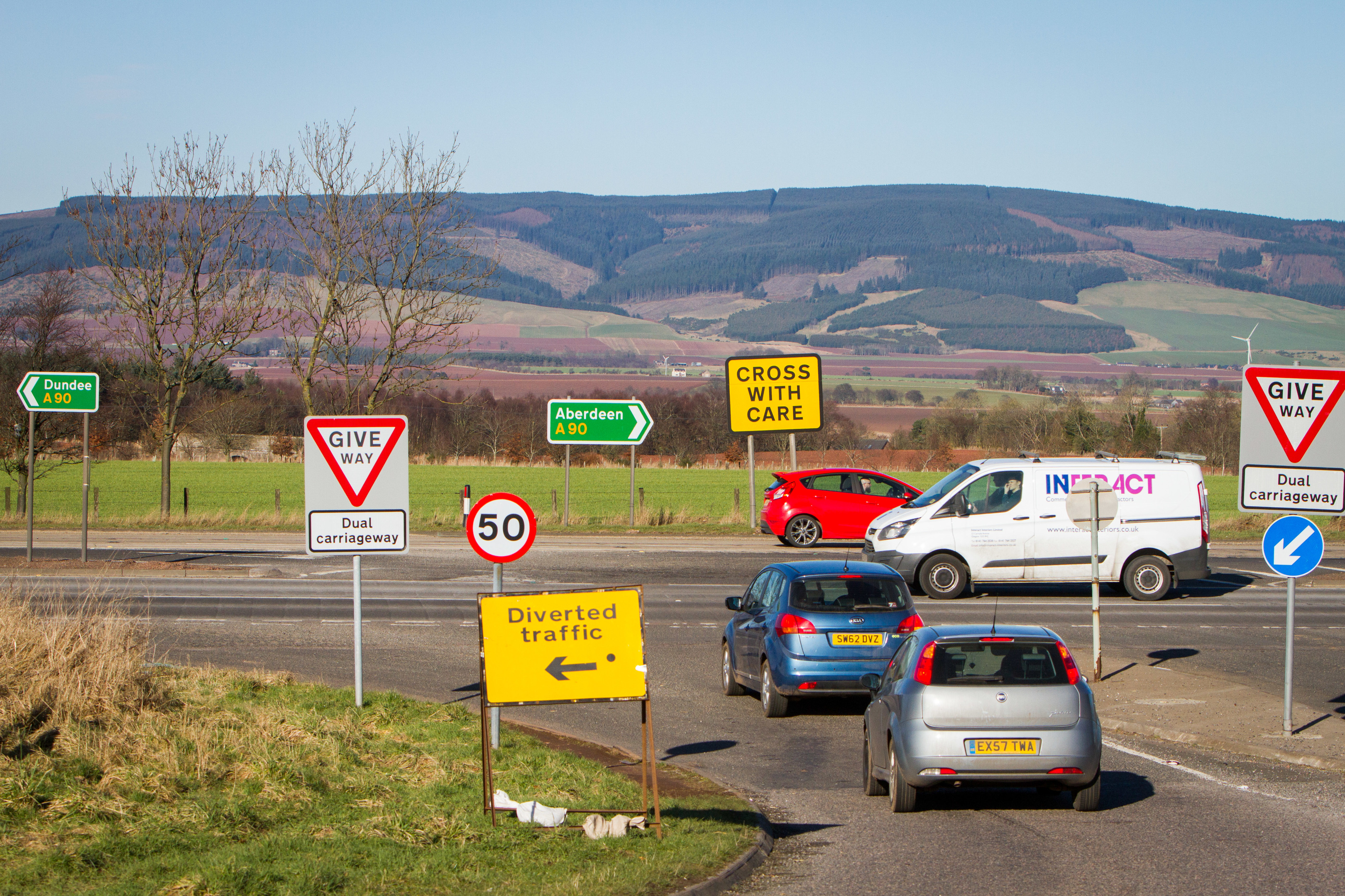 The A90 at Laurencekirk.