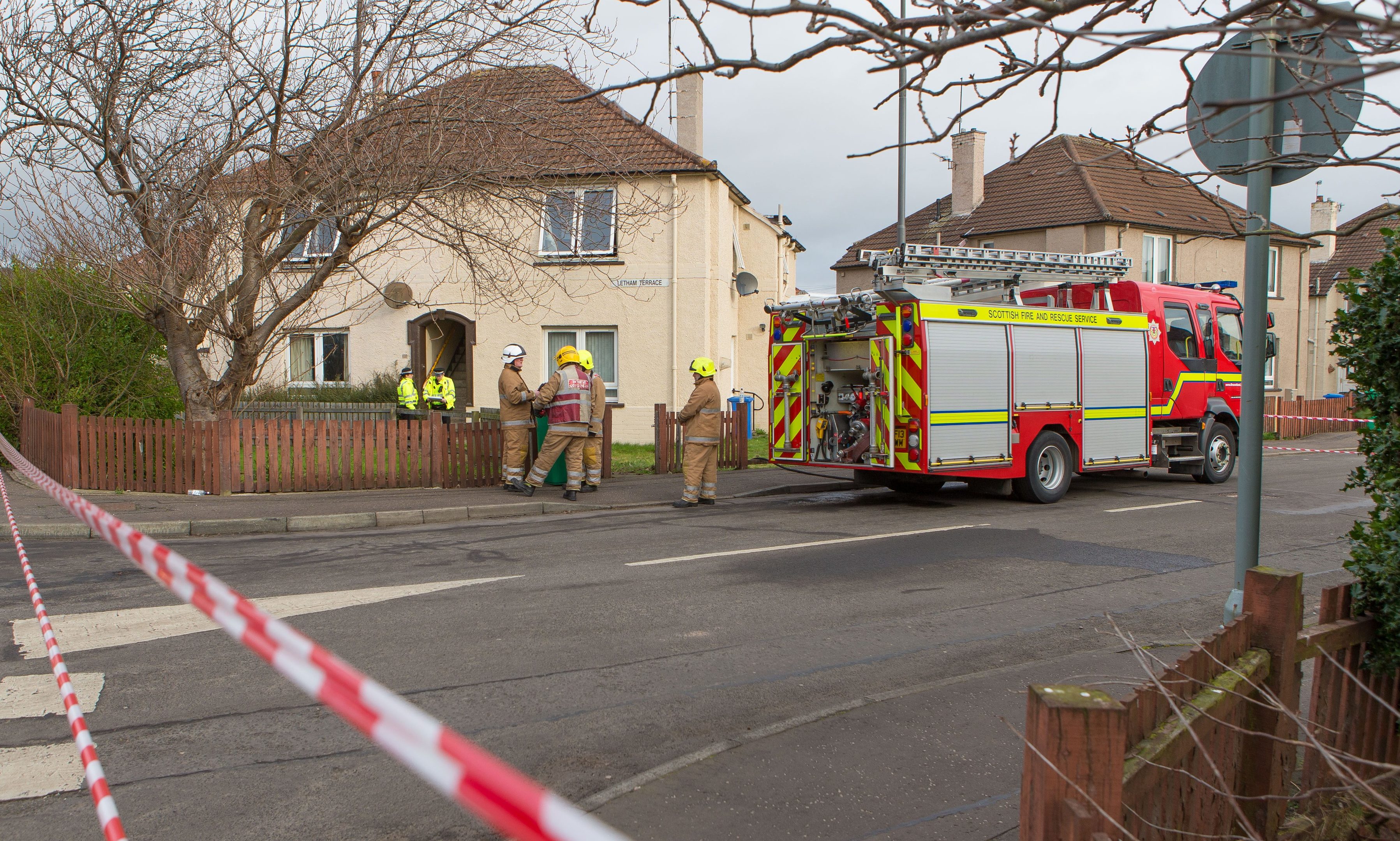 Fire crews and police in attendance at Waggon Road on February 21.