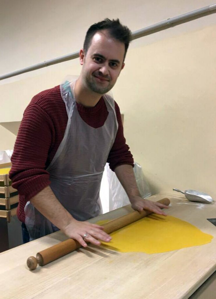 James making pasta. 