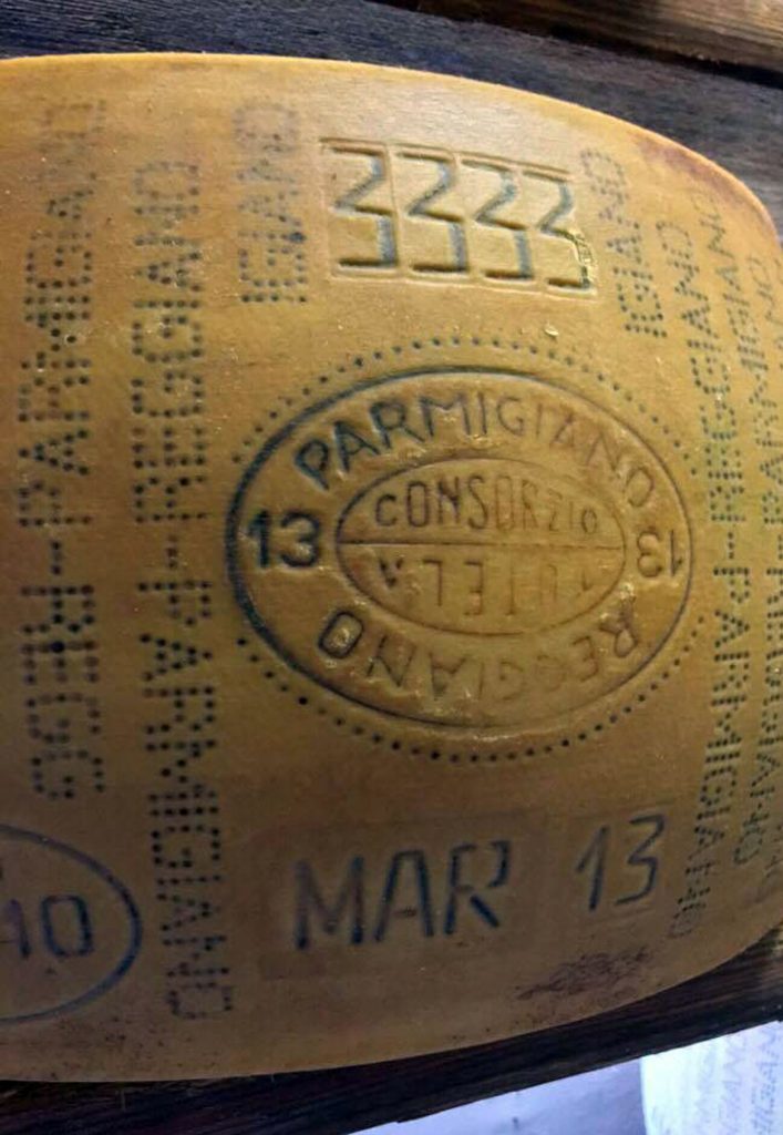 Parmesan Wheel in storage. 