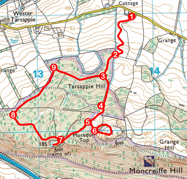 Take a Hike 151 - February 11, 2017 - Moncreiffe Hill, Perth, Perth & Kinross OS map extract
