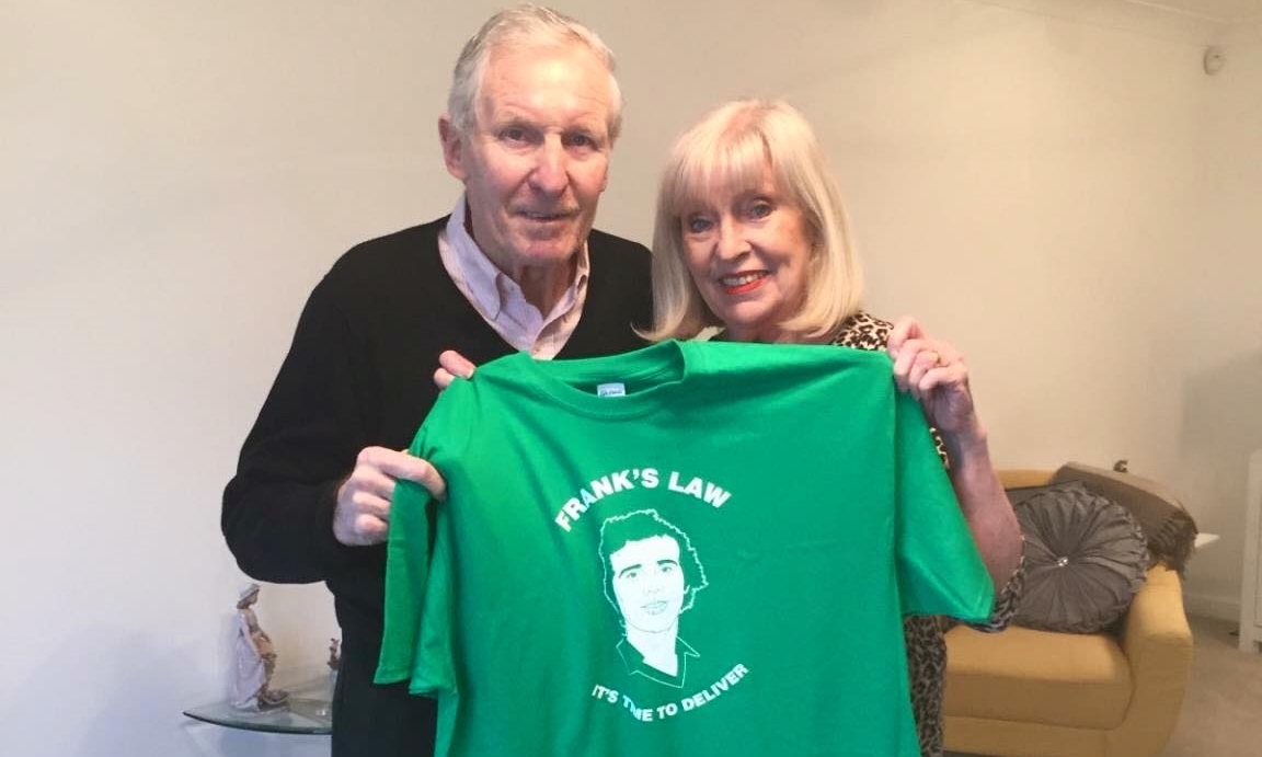 Billy McNeill and wife Liz show their support for Frank's Law.