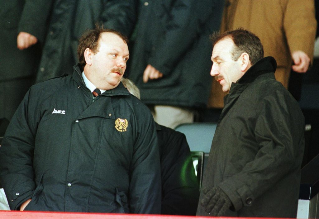 Jimmy (left) and Peter Marr at Dens Park.