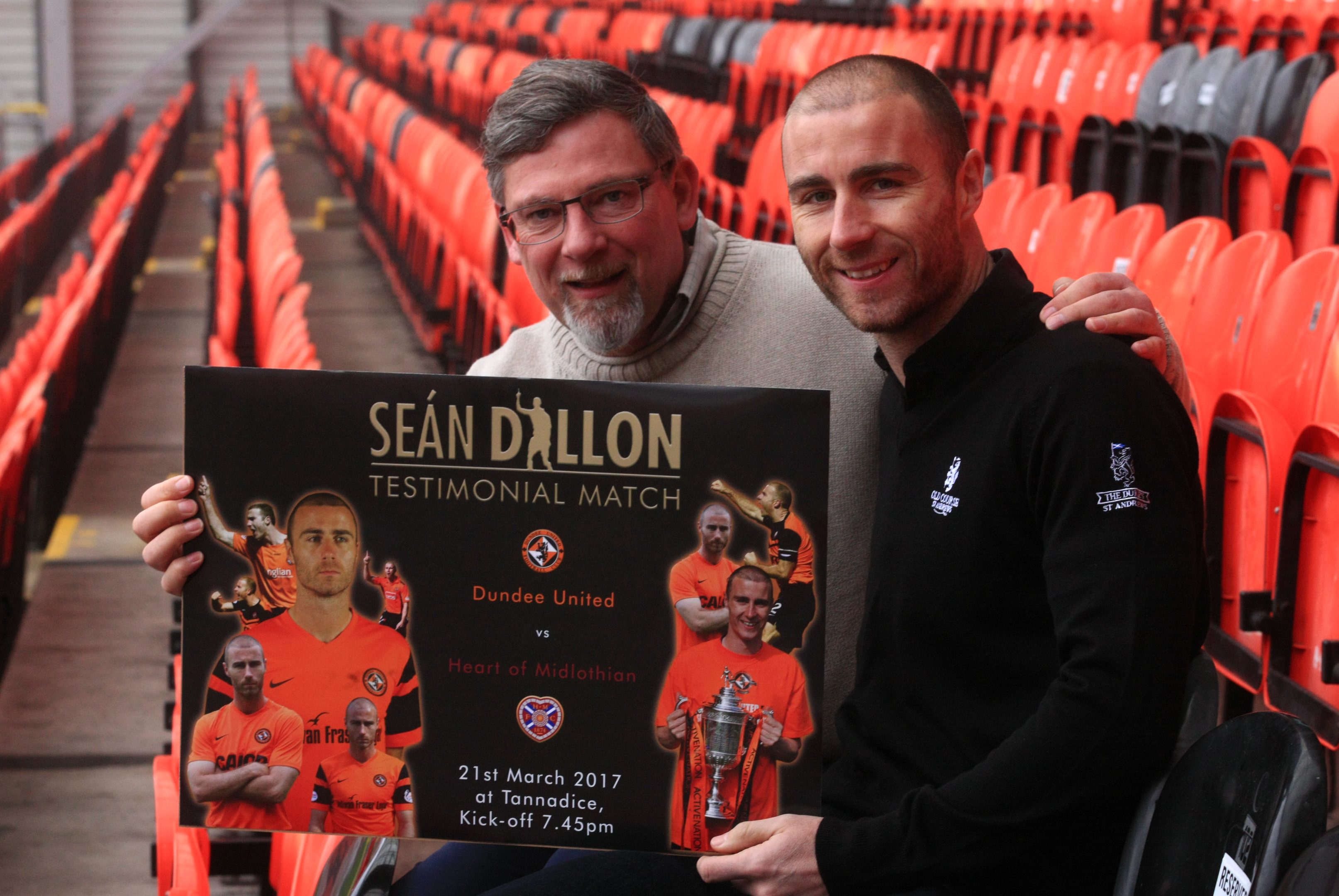 Sean Dillon with Hearts director of football Craig Levein, whose club will feature in Dillon's testimonial match.