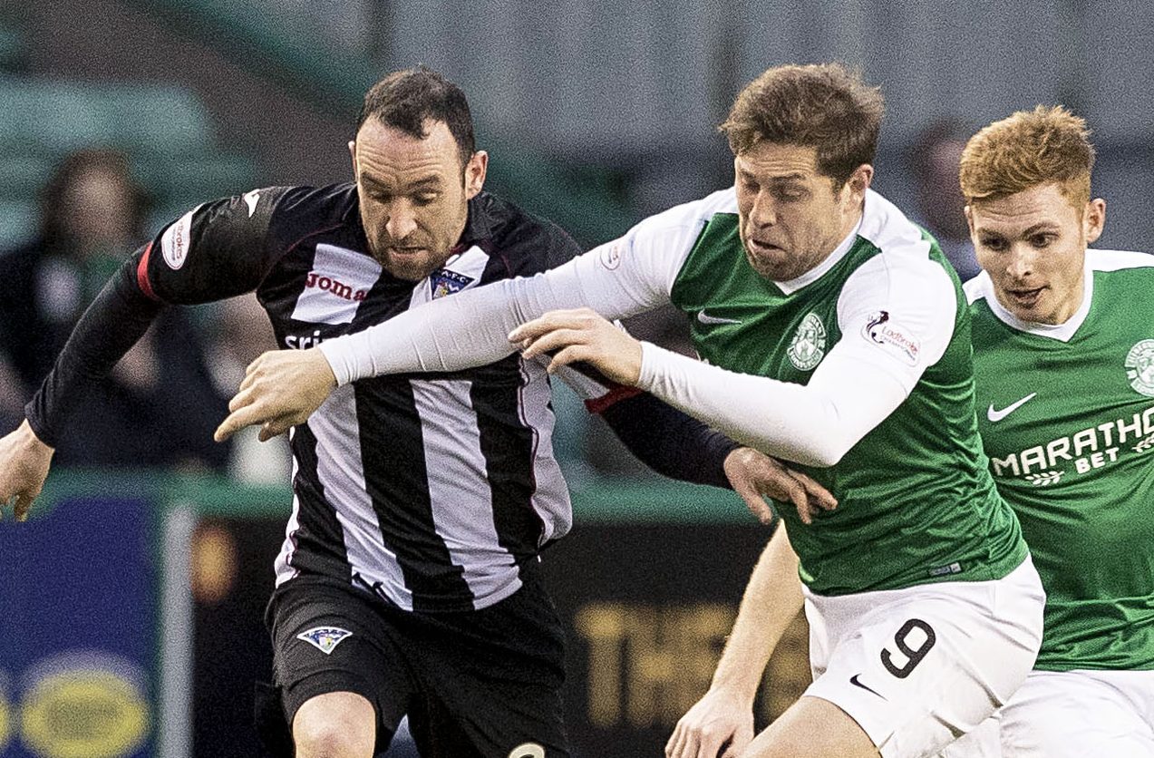 Michael Moffat in action against Hibs.