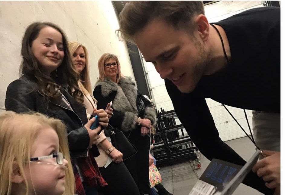 Ruby (left) chatting to Olly Murs