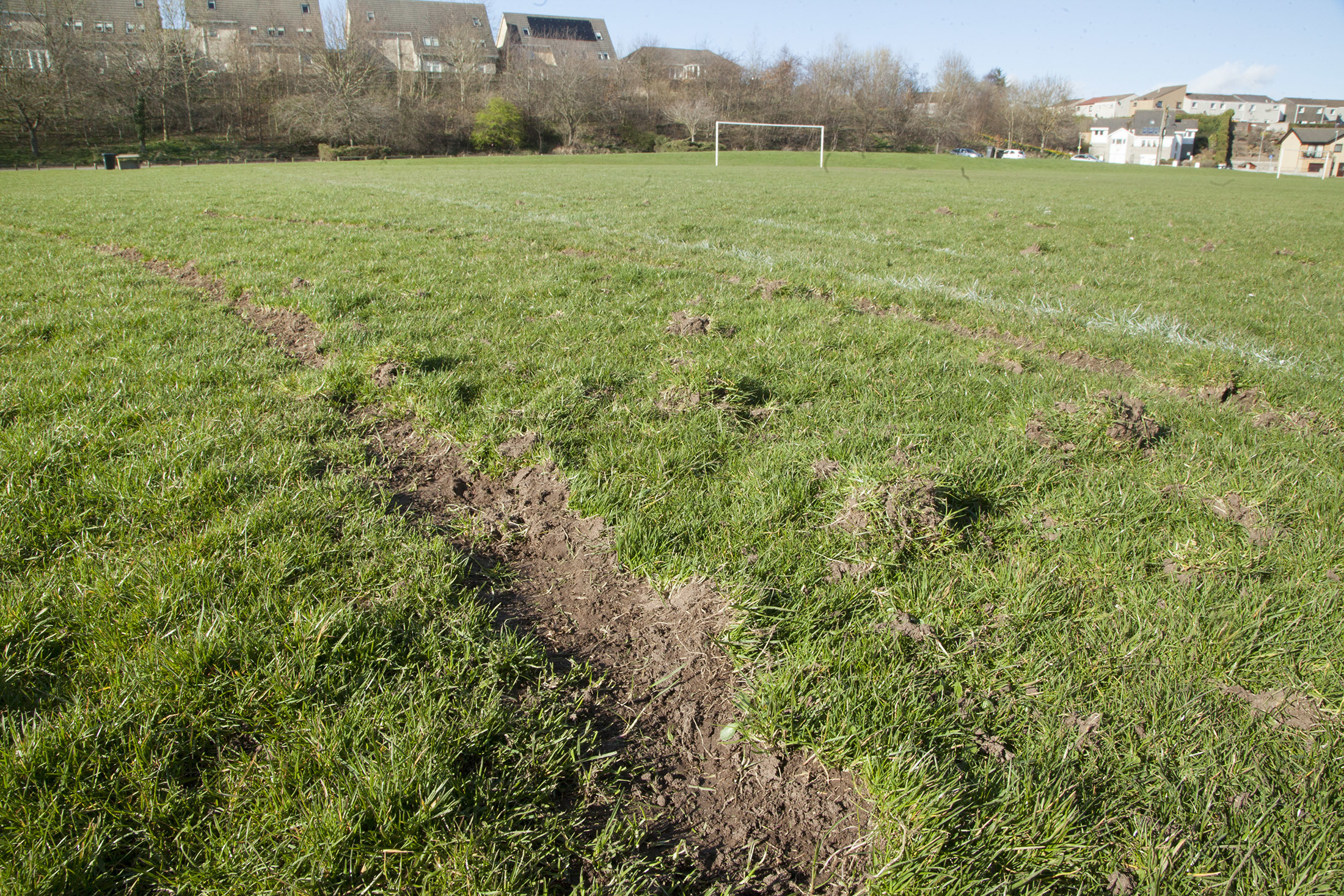 The damaged pitch.