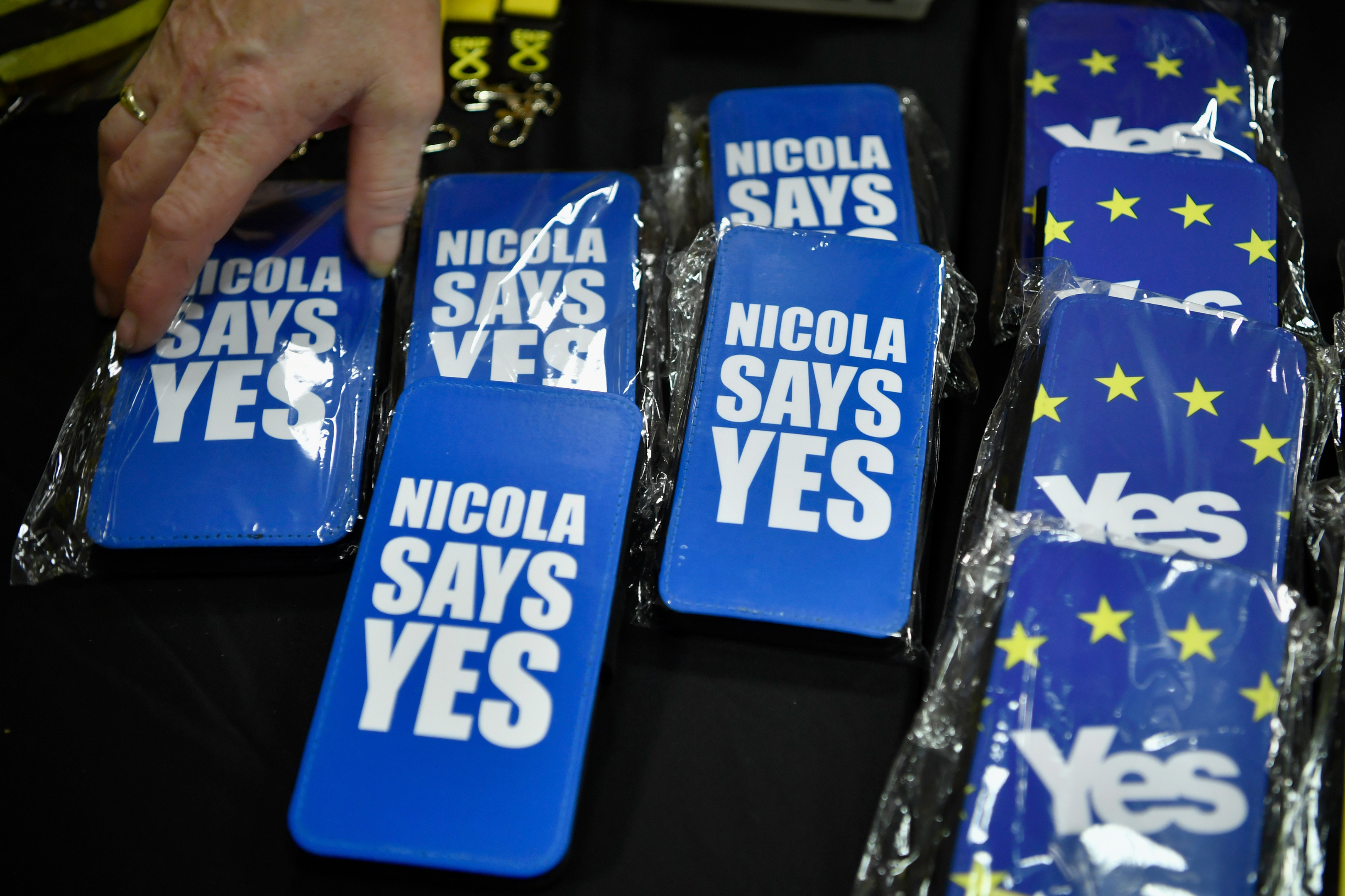 Merchandise on sale at the SNP conference.