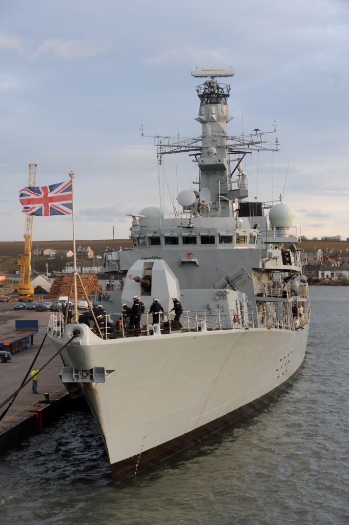 HMS Montrose on a visit to the Angus port in 2008 .