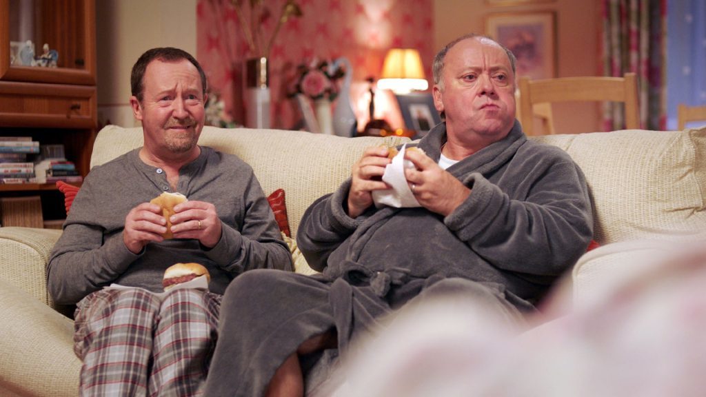 Jonathan Watson and Alex Norton in Two Doors Down. 