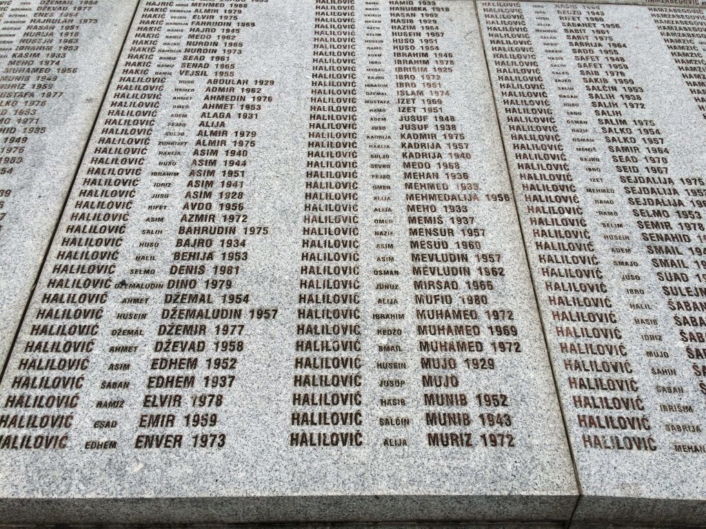 Names pf some of those who perished in the Srebrenica massacre of 1995