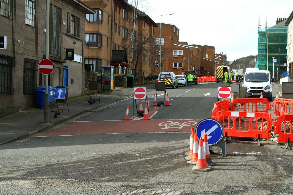 The roadworks on Kinghorne Road.