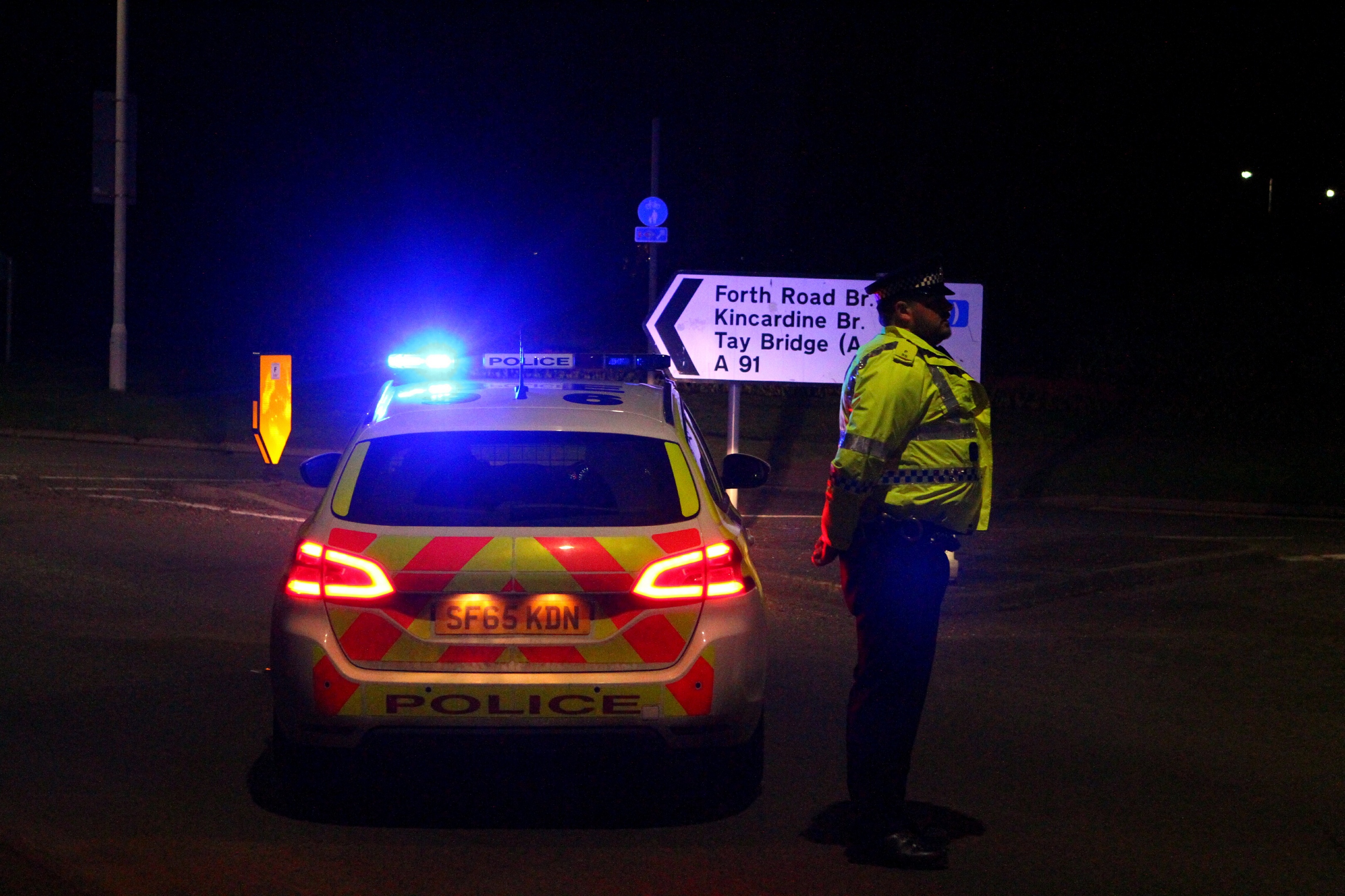 Courier News - Kirsty story - RTA - A91 - St. Andrews.
Picture shows; the A91 closed just west of St. Andrews after the accident tonight. Thursday 9th March 2017.