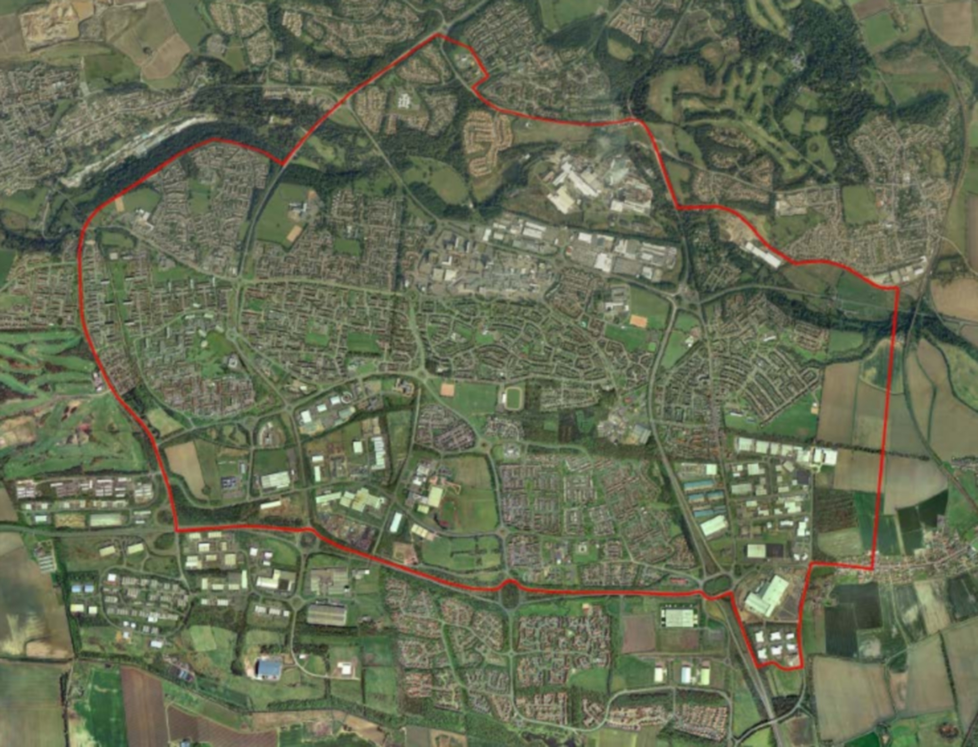 An aerial view of the area of Glenrothes to be covered by the heating system.