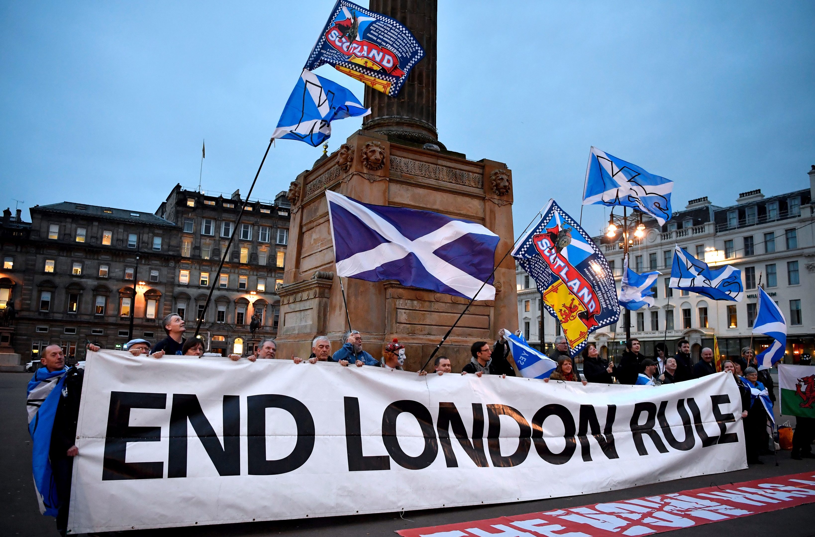 Independence supporters gather in George Square, Glasgow, in March 2017
