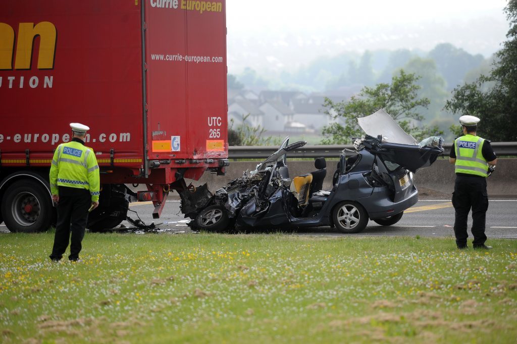 The aftermath of the accident which left Mr Ahmed and his daughter seriously injured.