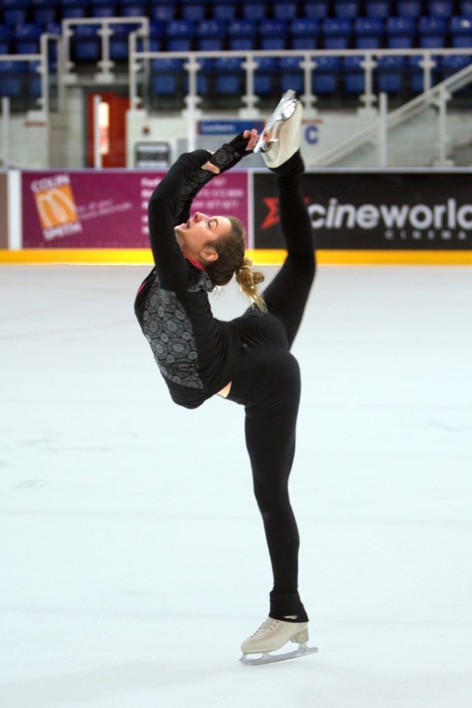 Karly Robertson is super flexible on the ice.