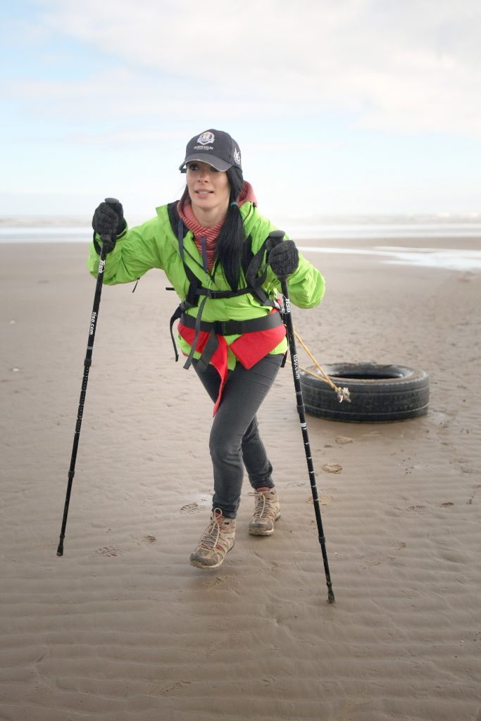 Gayle has a shot at dragging her own tyre.