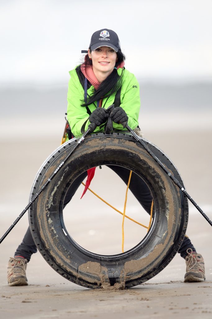 Gayle is exhausted after hauling her 40kg tyre!