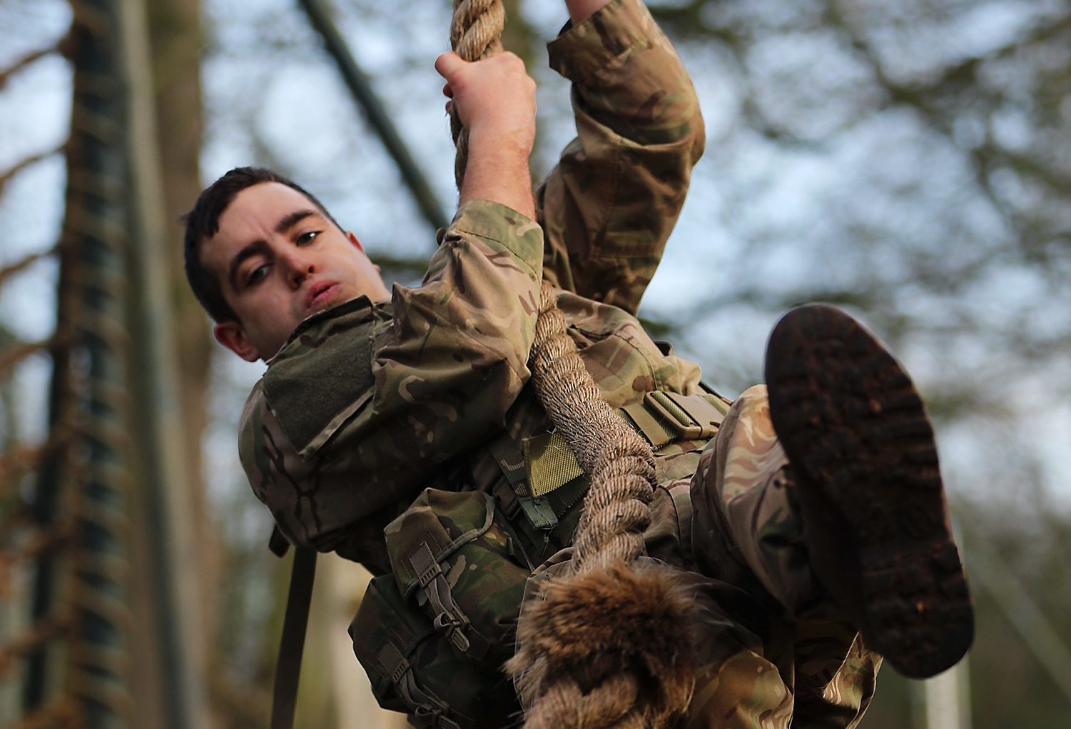 A Royal Marines Commando recruit in training