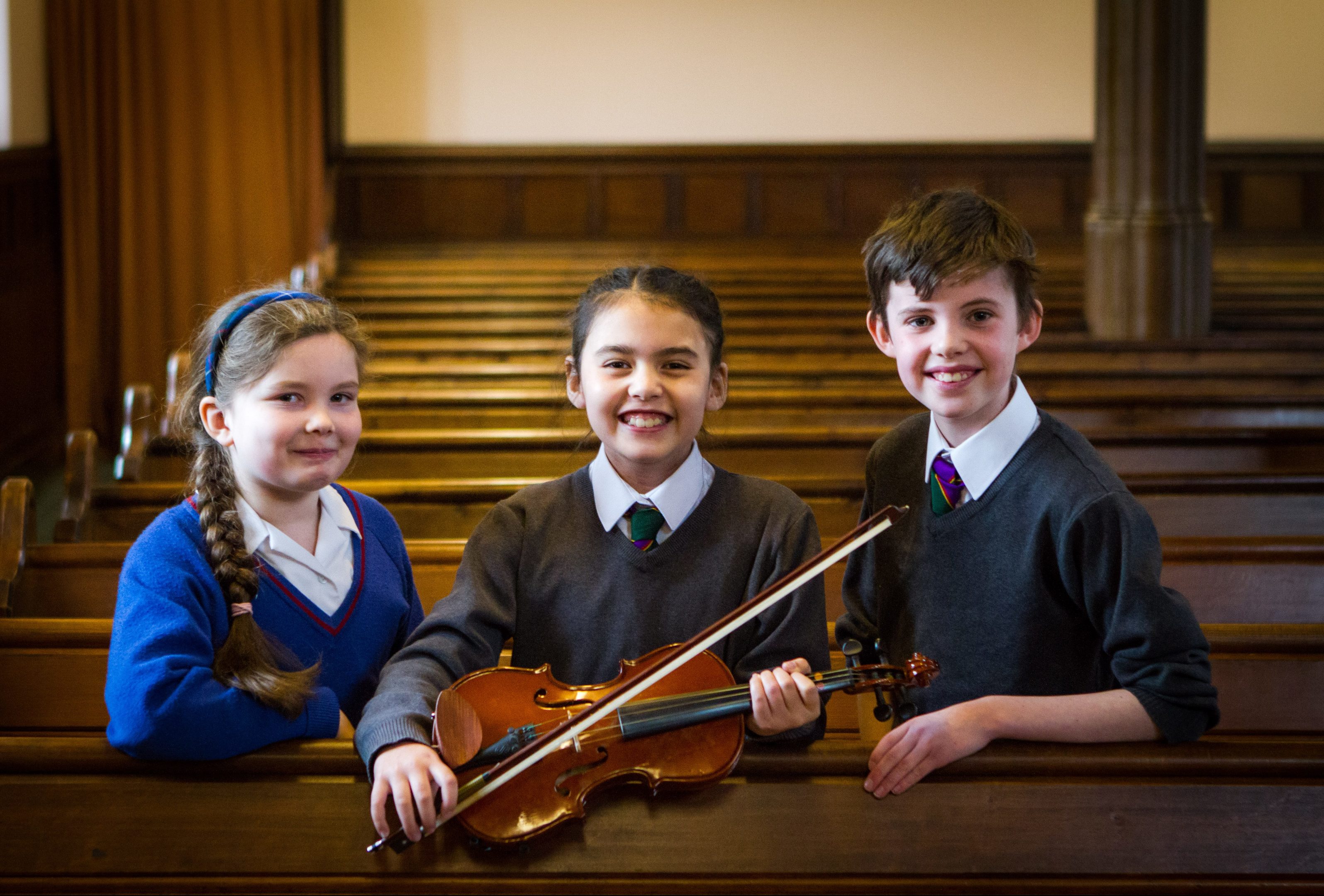 Picture shows the top three from strings, beginners class; (left to right is) Caitlin Jack (Craigclowan, placed 2nd), Martha Harvey (Kinross PS, placed 1st) and Callum Newton (Kinross PS, placed 3rd).