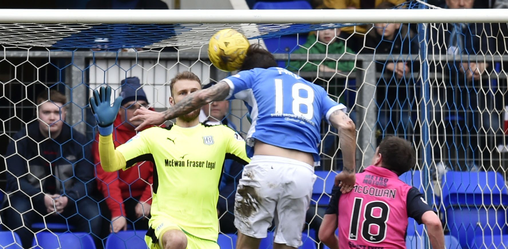 Paul Paton heads in the St Johnstone second.