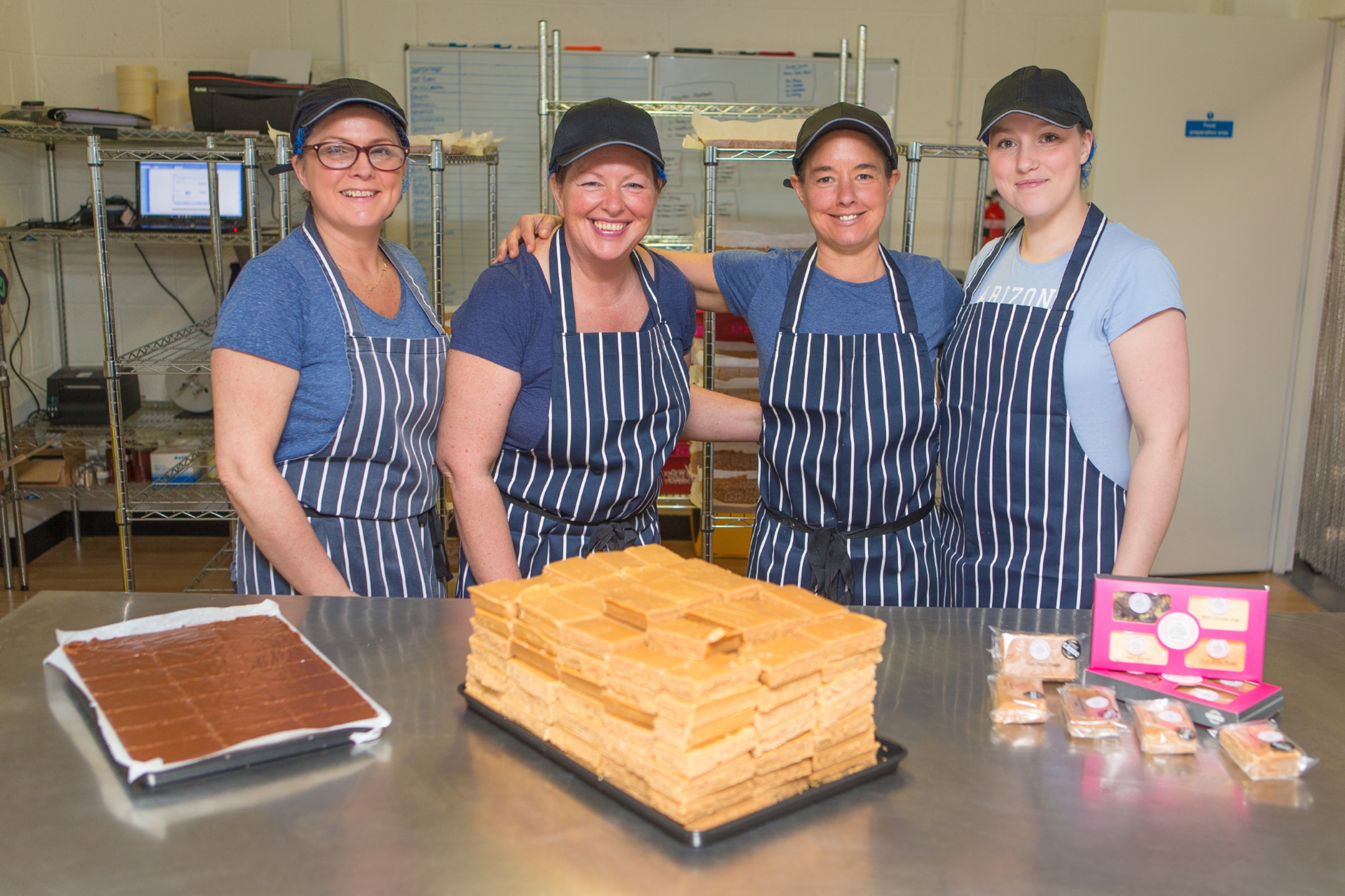 Ochil Fudge Pantry staff member Eileen Dall, owner Susan Fleming, owner Angie Craven and staff member Amy Craw.