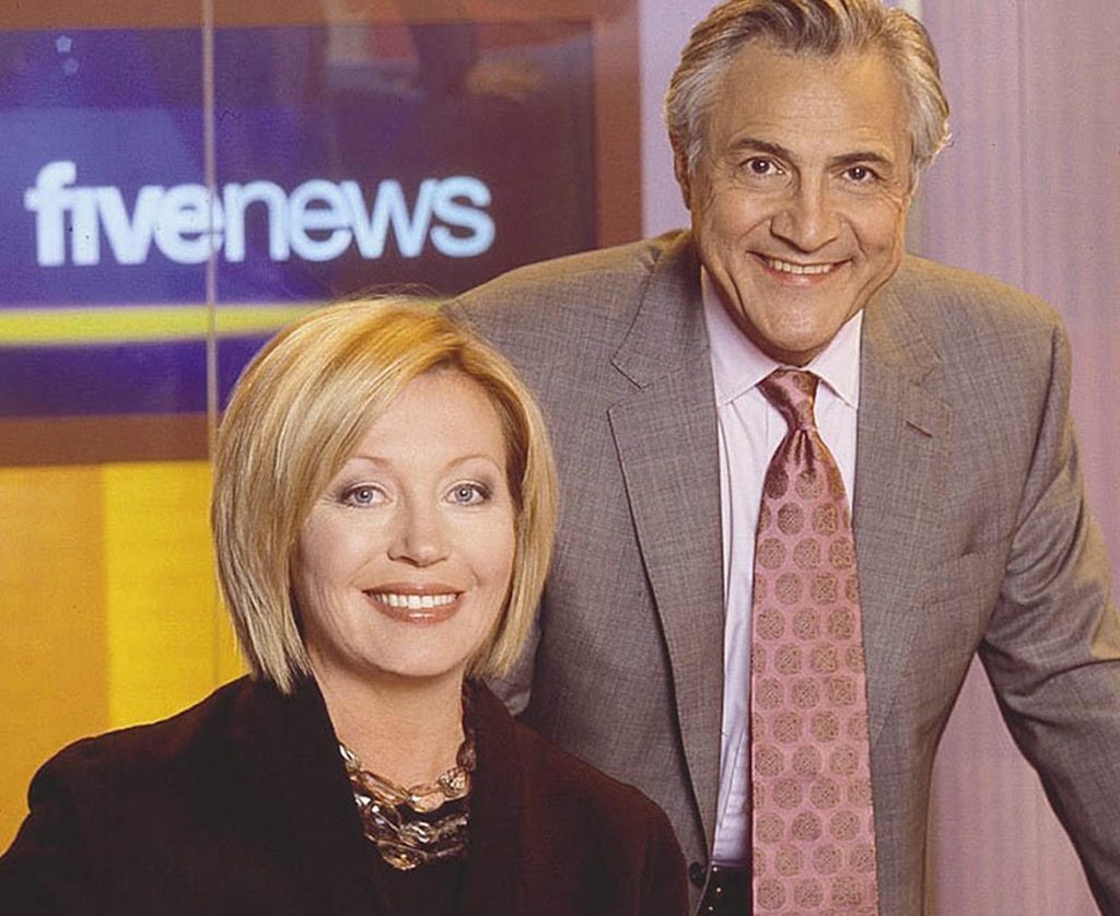 John Suchet with Kirtsy Young on Channel 5 News in 2005