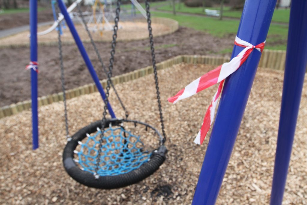 One of the swings was left unusable after being vandalised.