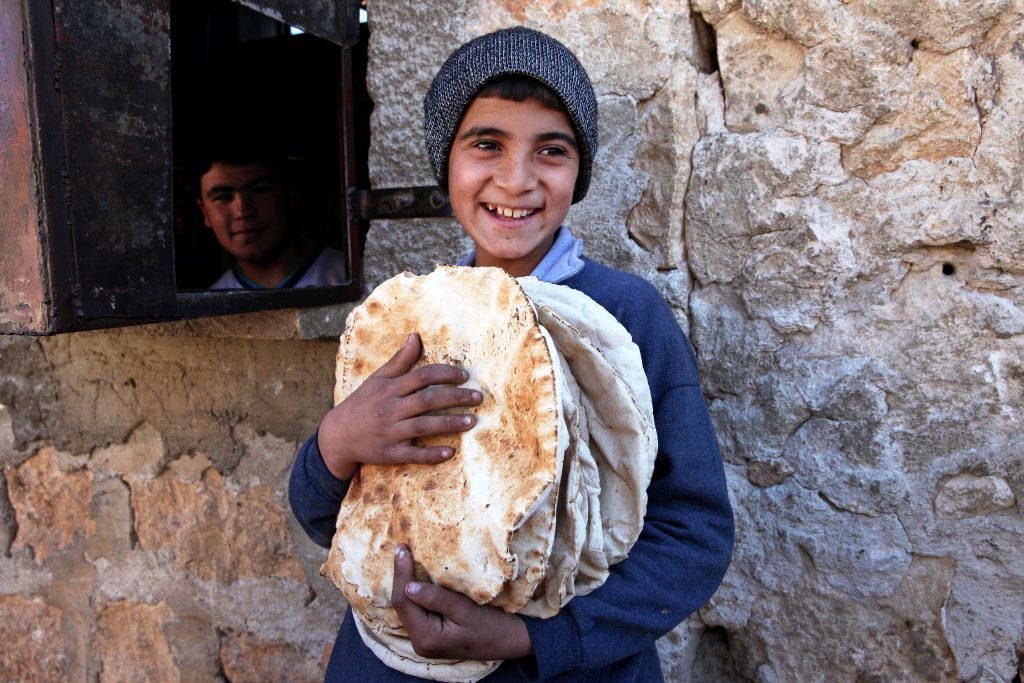  Mercy Corps is delivering flour to over 50 bakeries in Aleppo Governorate, Syria, where flour shortages have caused many bakeries to close or ration bread to the people. Syrians are going without bread in some villages for weeks, and bread has doubled in price since the war began, making it unaffordable for many families. Bread is the staple of the Syrian diet. 