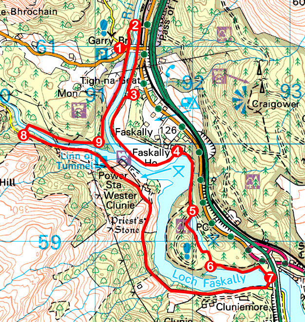 Take a Hike 158 - April 1, 2017 - Loch Faskally, Pitlochry, Perth & Kinross OS map extract