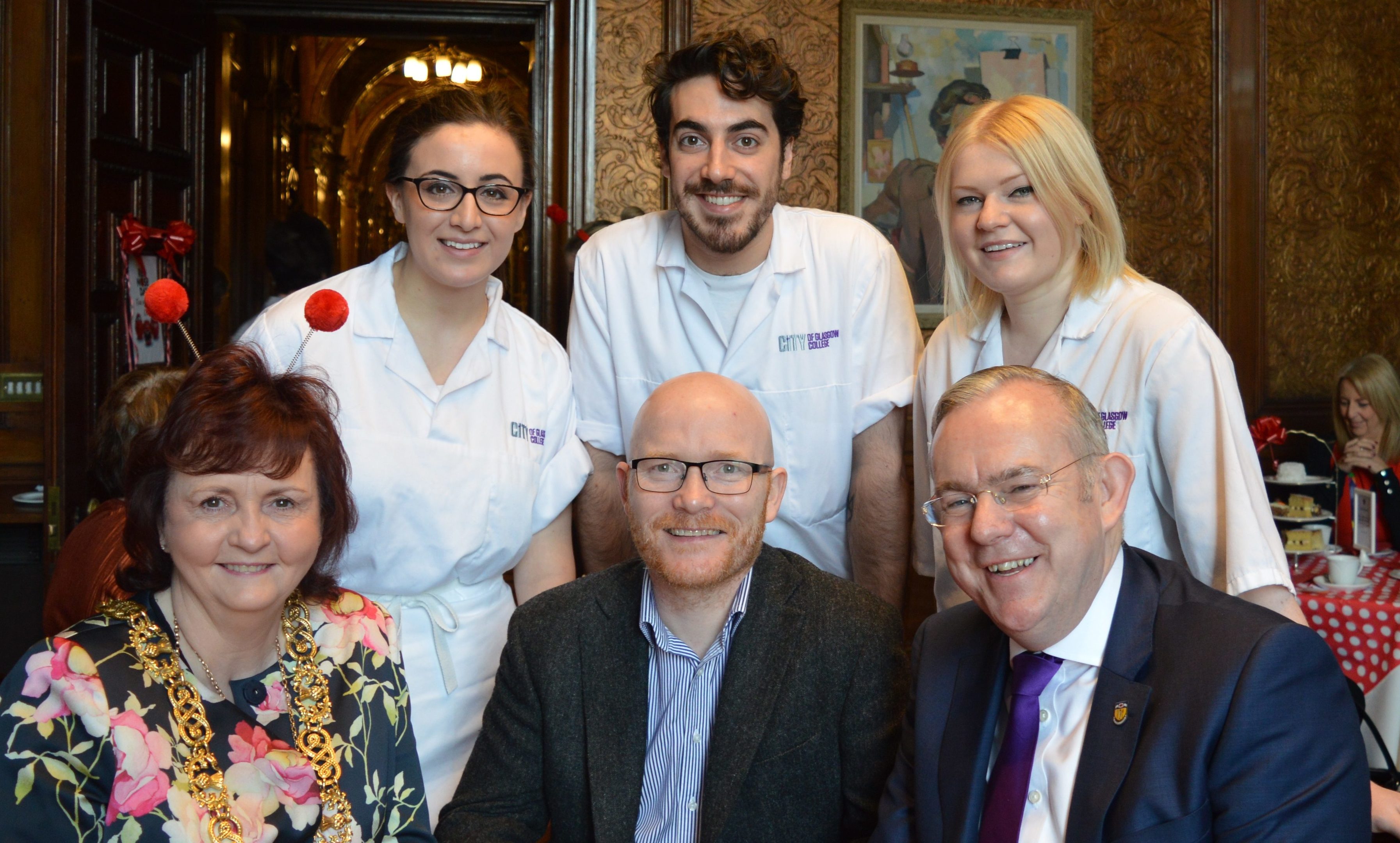 Front, from left: Lord Provost Sadie Docherty, Gary Maclean, and Paul Little, principal and chief executive of City of Glasgow College.