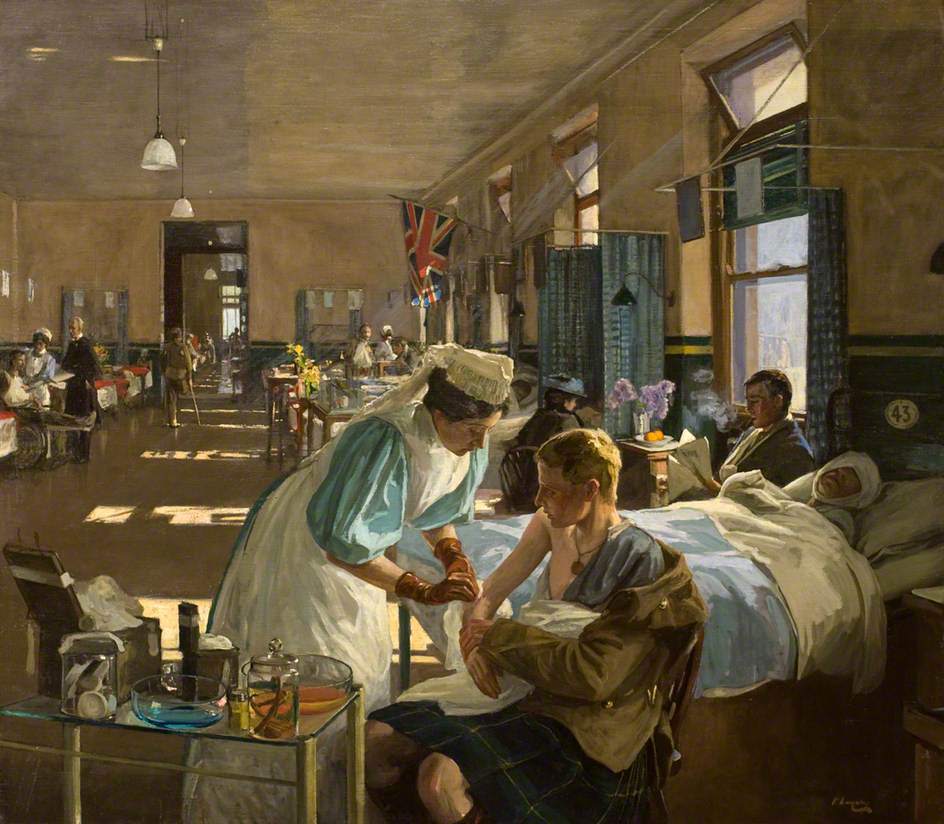  The First Wounded, London Hospital, August 1914 by John Lavery: Dundee Art Galleries and Museums Collection (Dundee City Council).