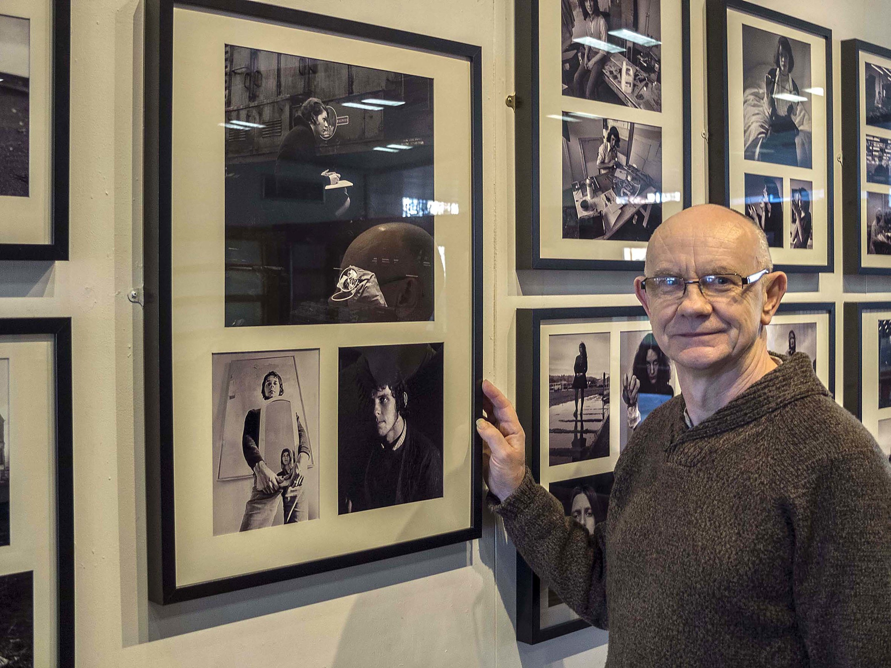 Walter Simms at his exhibition in Dundee University.