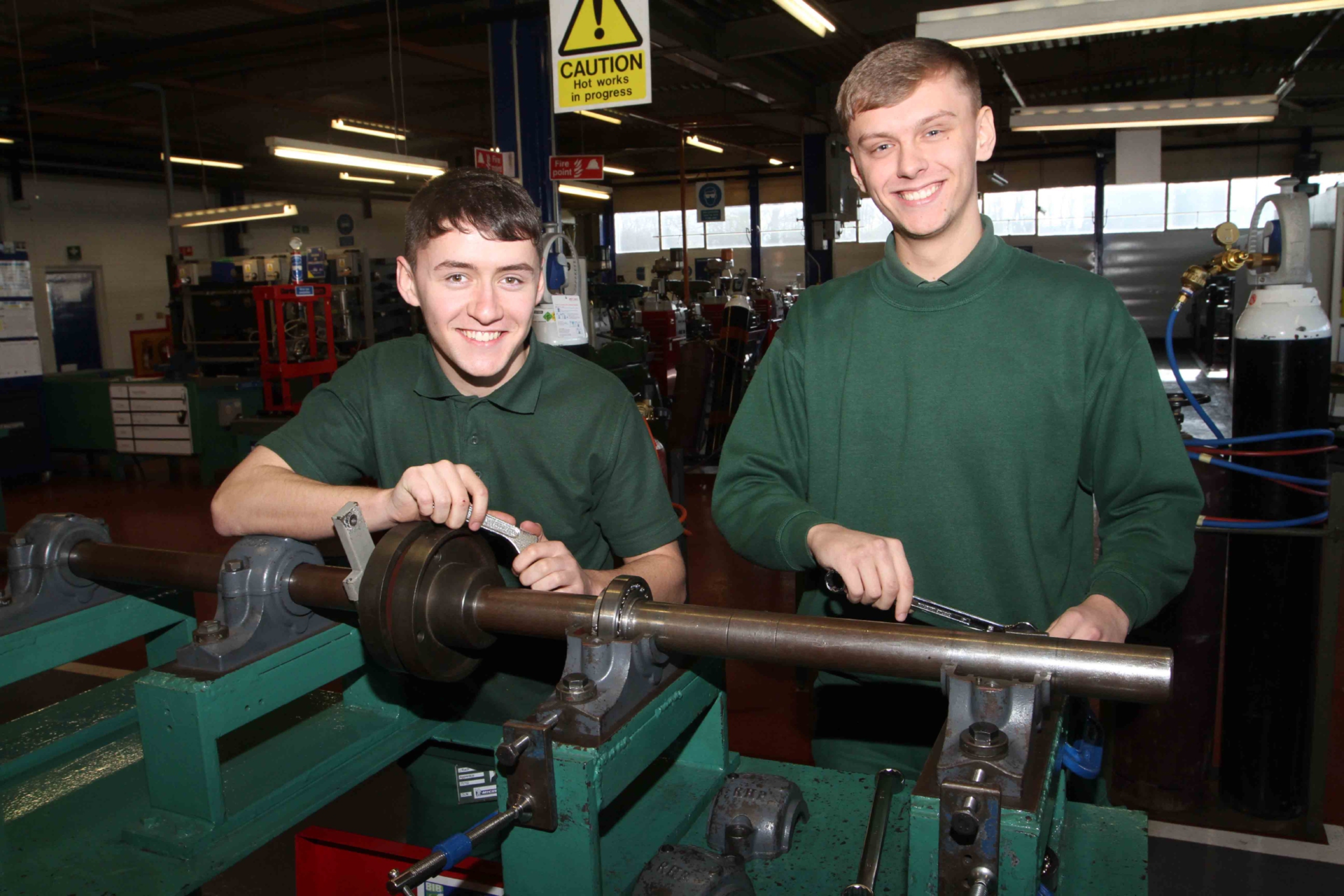 Michelin apprentices Jamie Riach and Daine Fyfe at the firm's training school.