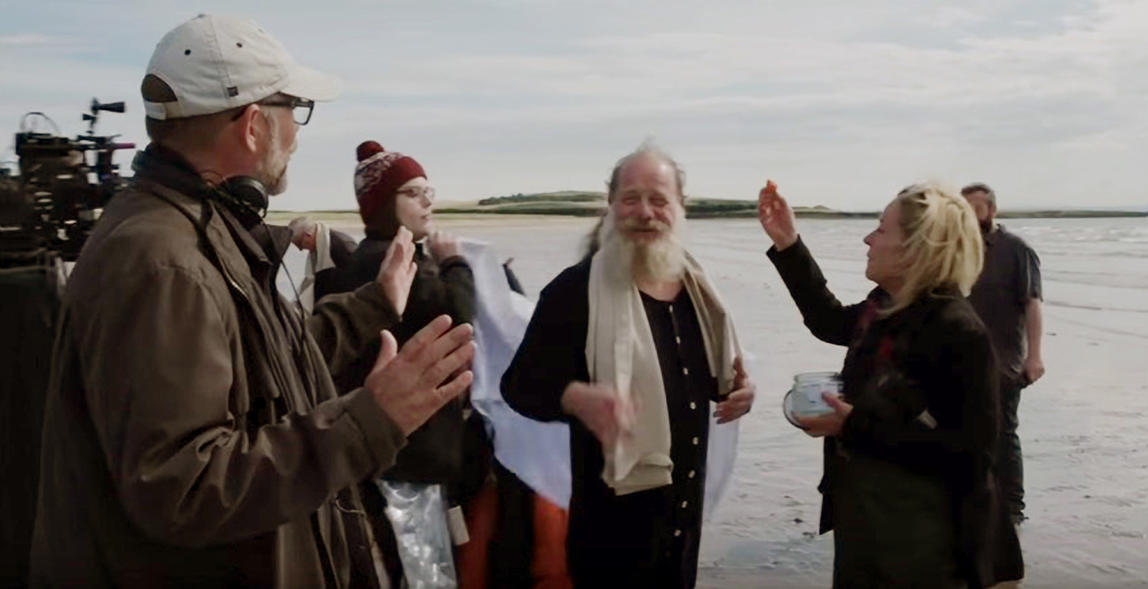 Peter Mullan (centre) during filming of Tommy's Honour in St Andrews.