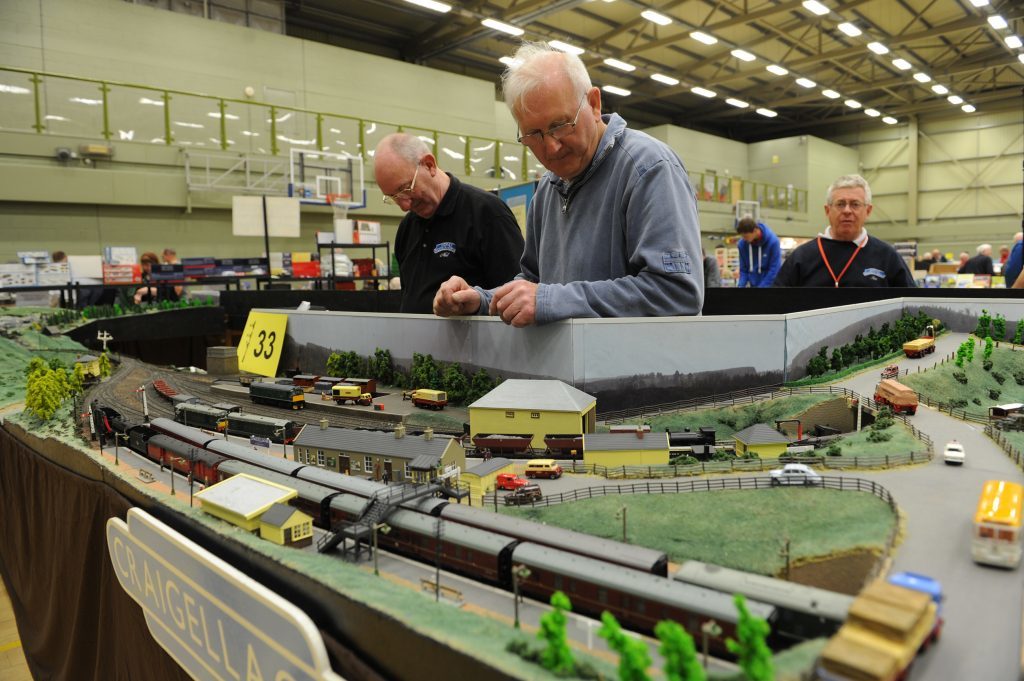  Neil Ellison and Gordon Kelman with a scale model of Cragellachie Station at a recent exhibition in DISC, Dundee
