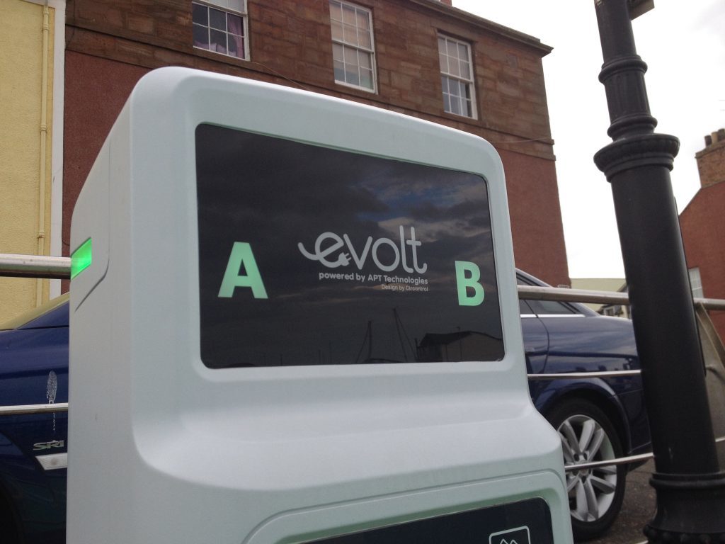 An electric vehicle charging point already in place in Arbroath.