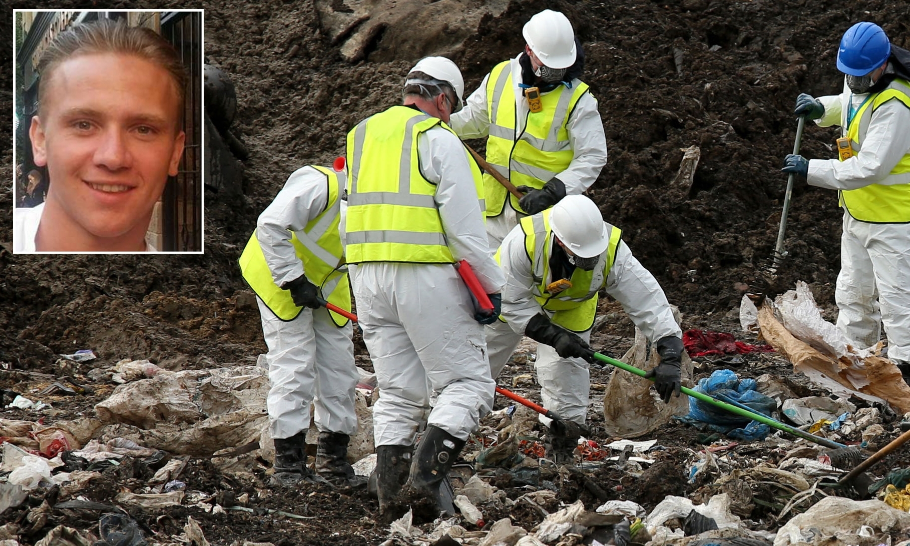 Police searching the landfill site in Milton.