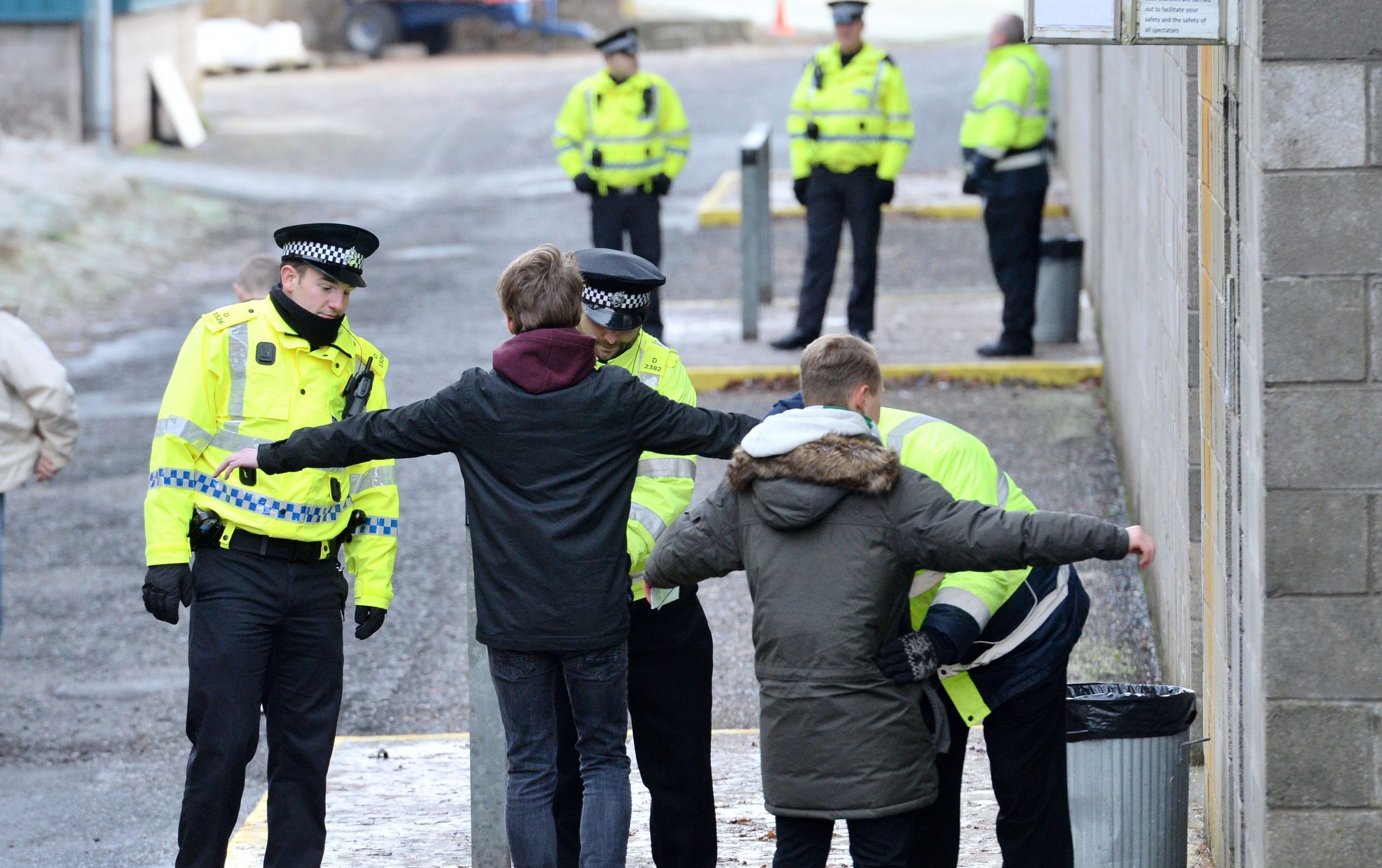 Fans are searched as they enter McDiarmid Park.