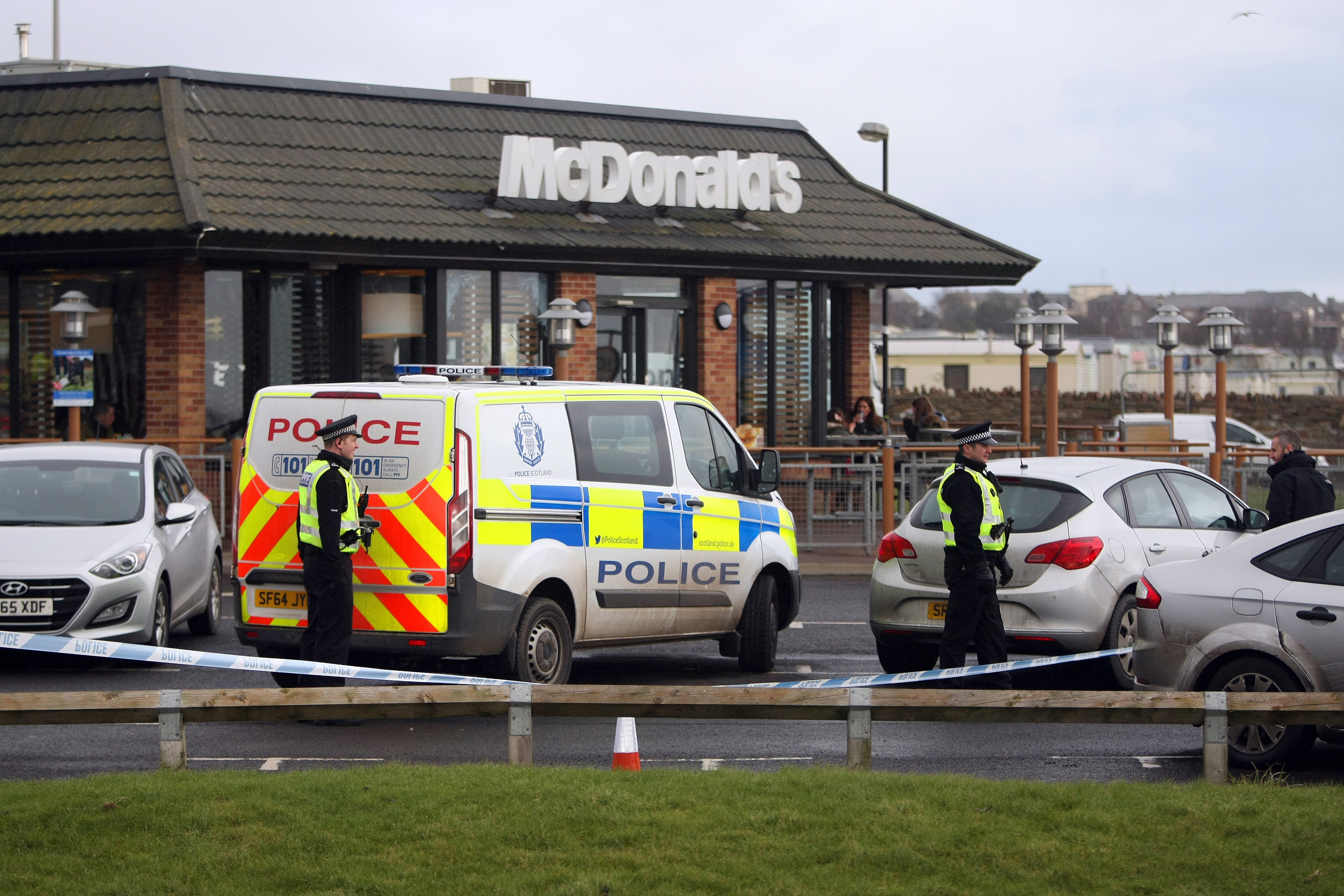 McDonald's Arbroath where five men were detained in connection with the ATM raid in Carnoustie.