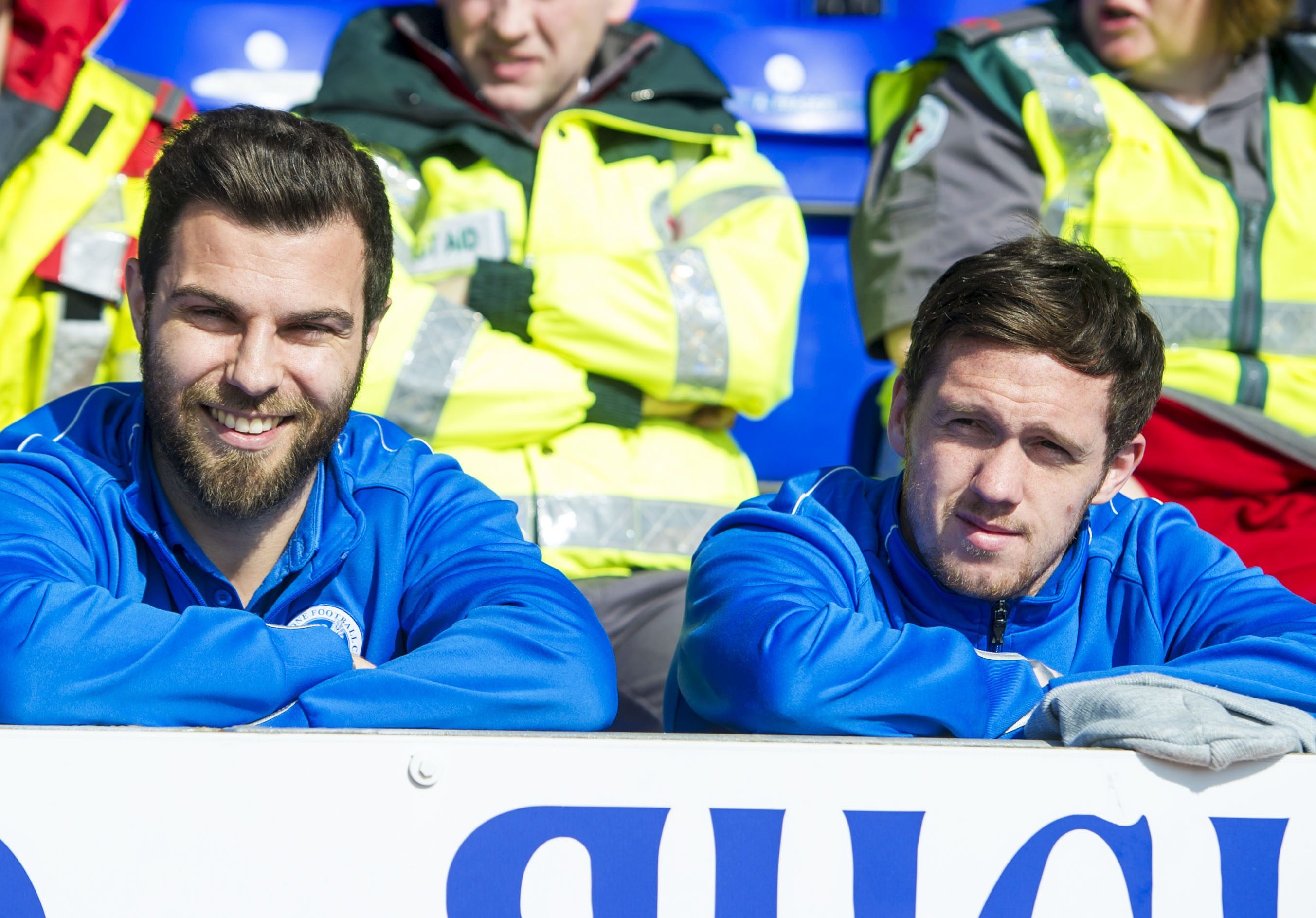 St Johnstone's Richard Foster and Danny Swanson.