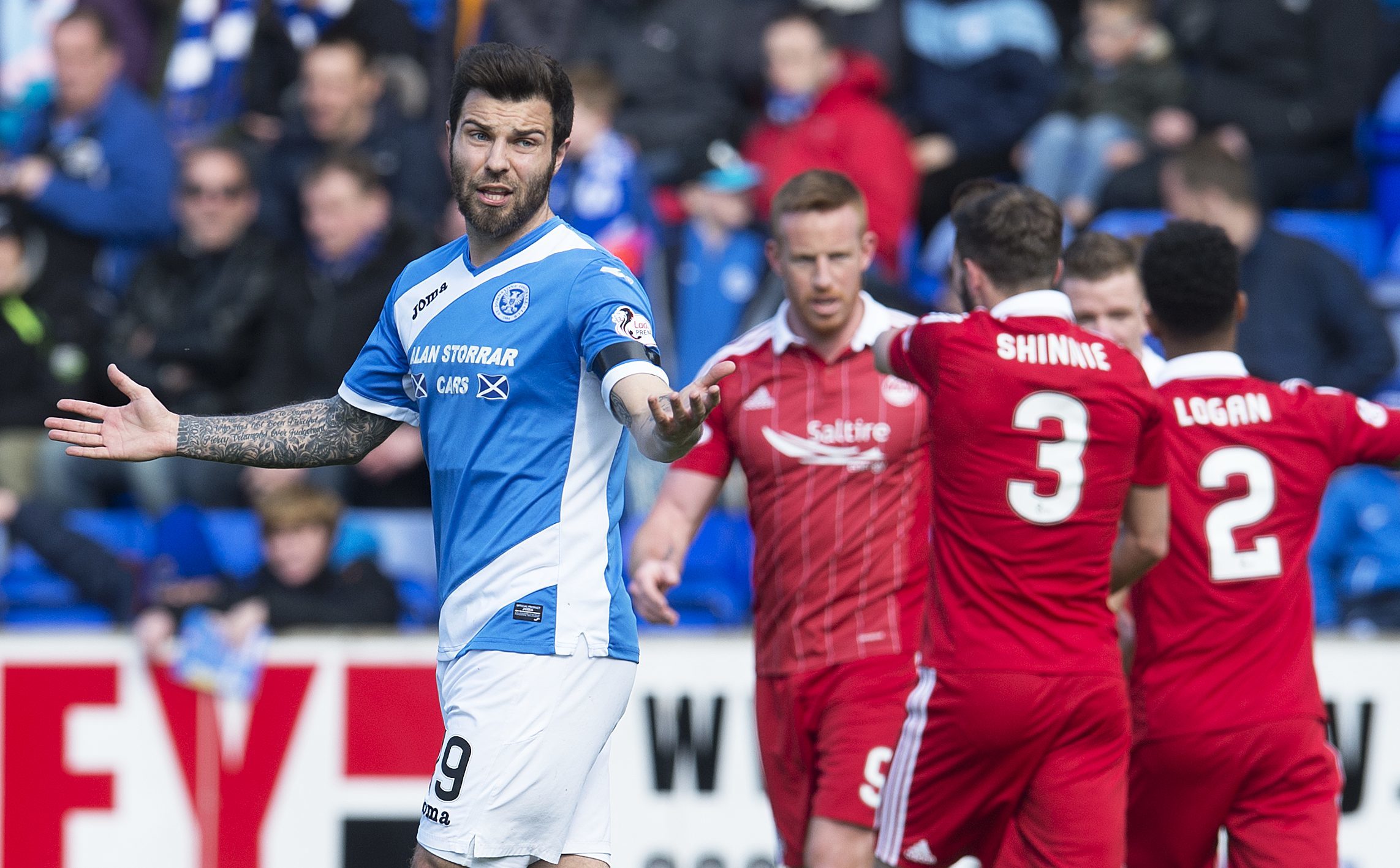 St Johnstone's Richard Foster is dejected after Aberdeen's second goal.