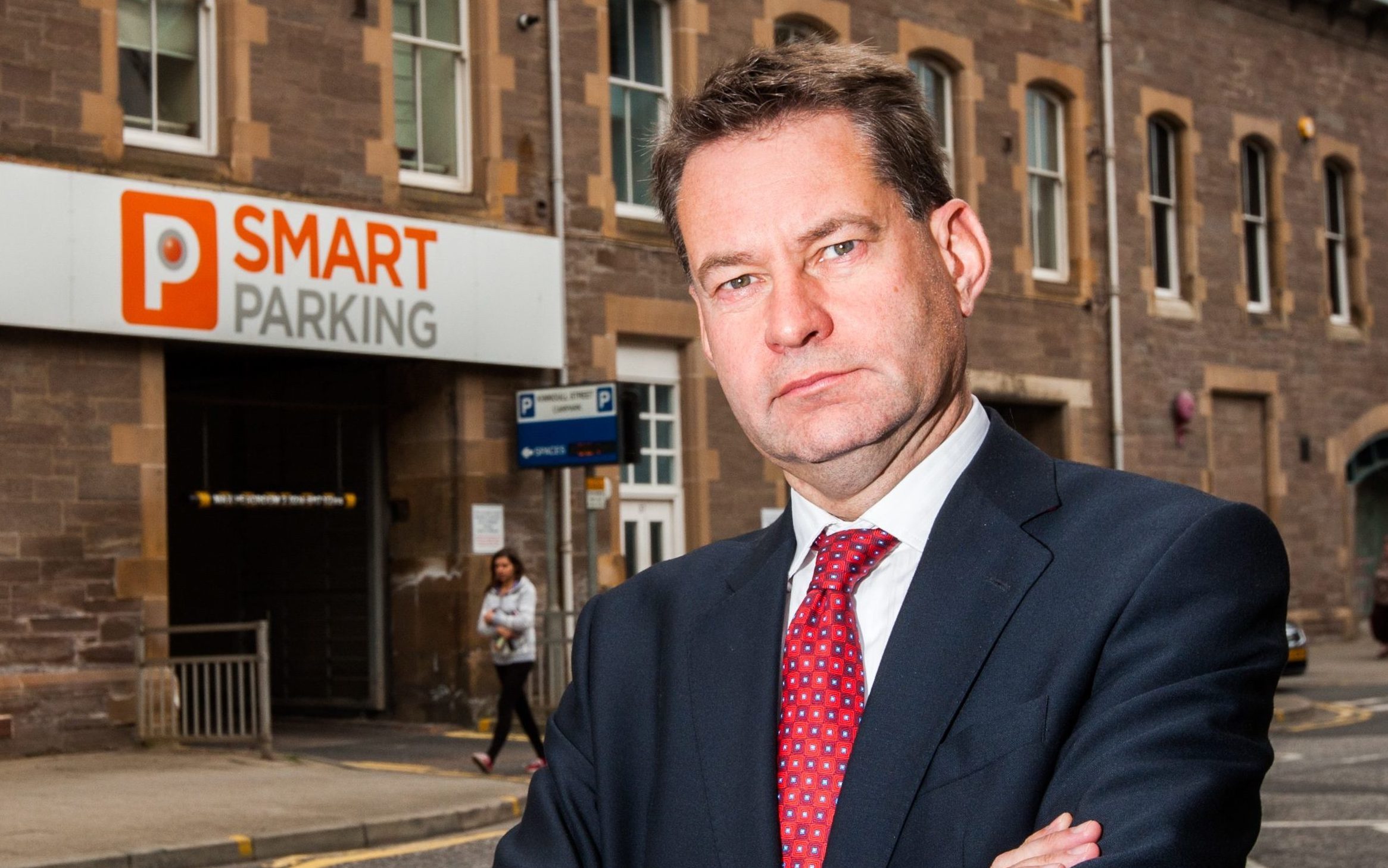 MSP Murdo Fraser outside the Kinnoull Street car park.