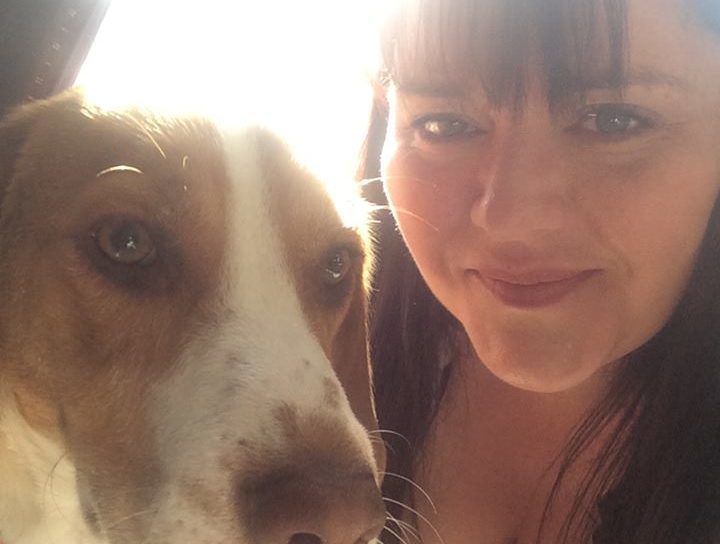 Bailey the Beagle with her very releived owner Claire McGregor.