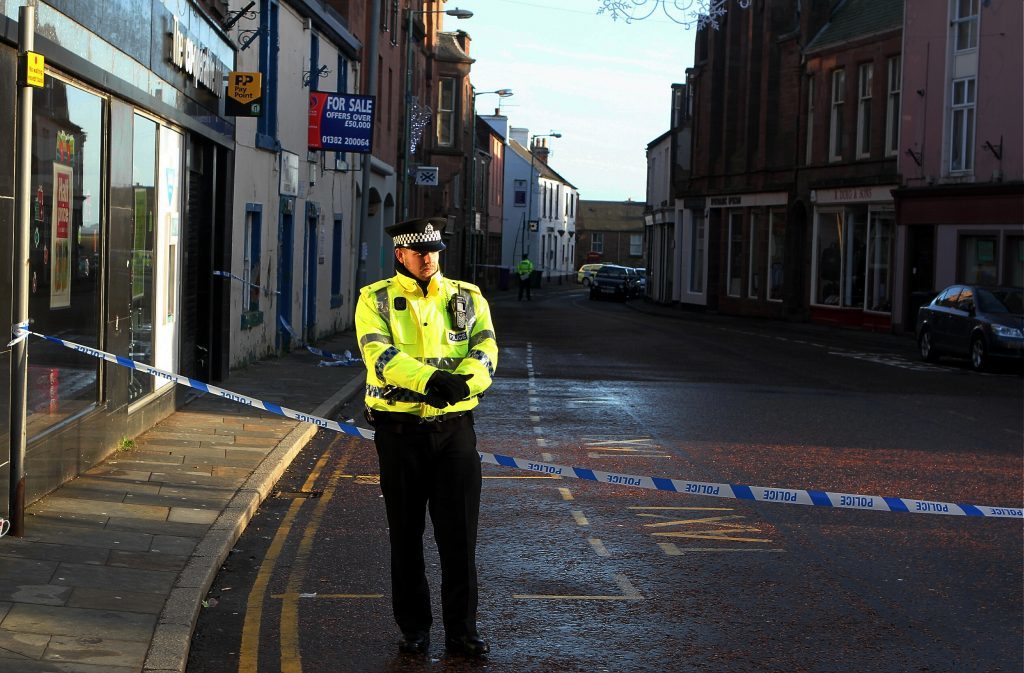Cordoned off Bank Street in the wake of the Kirrie attack